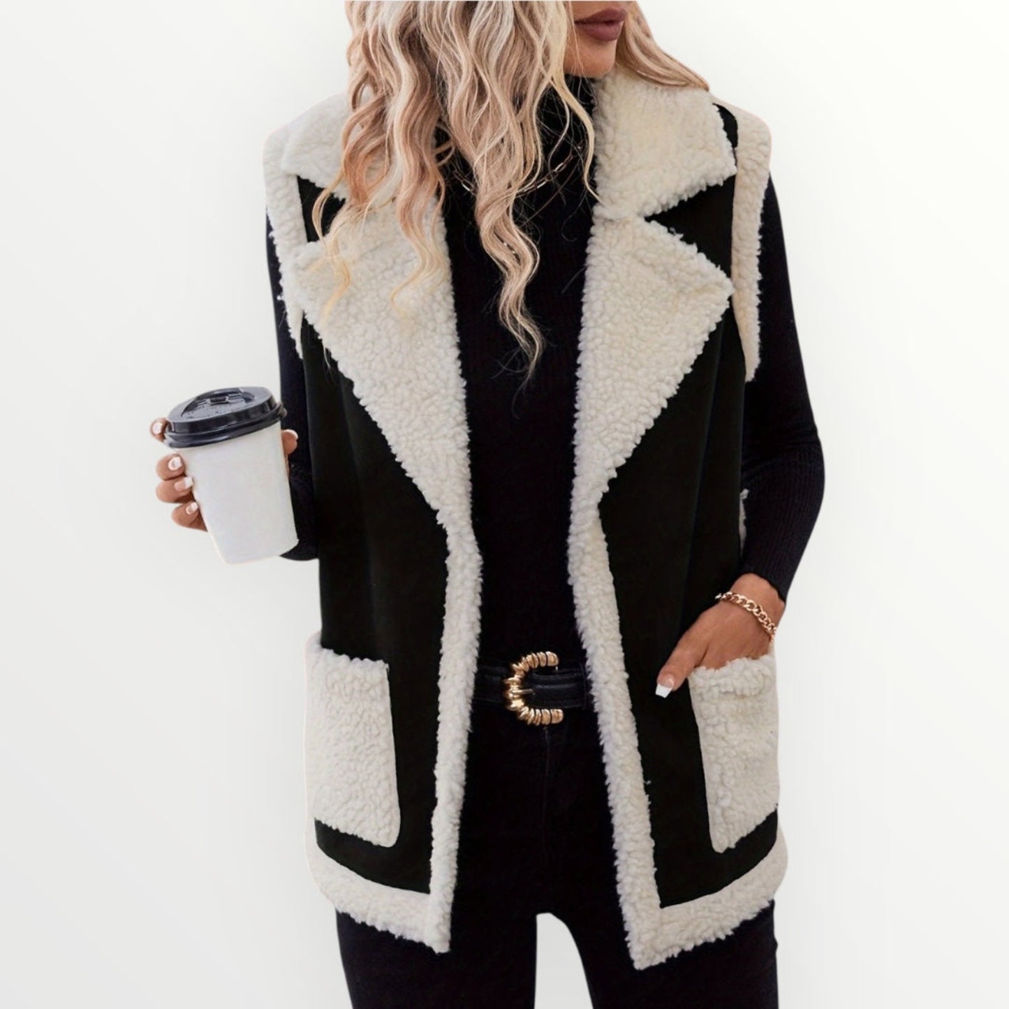 Sherpa Vest Coat – Open‑Front Fleece Shacket