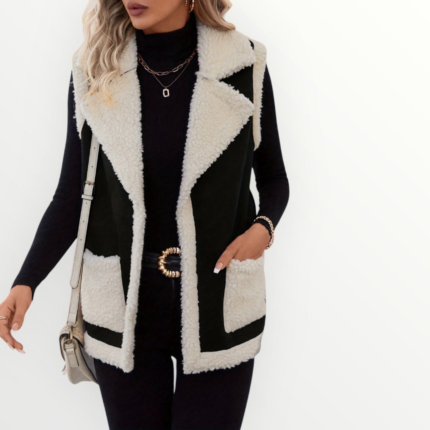 Sherpa Vest Coat – Open‑Front Fleece Shacket